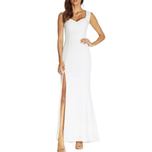 Dress the Population Sleeveless Gown Leg Slit Monroe White Size Small - Picture 1 of 7